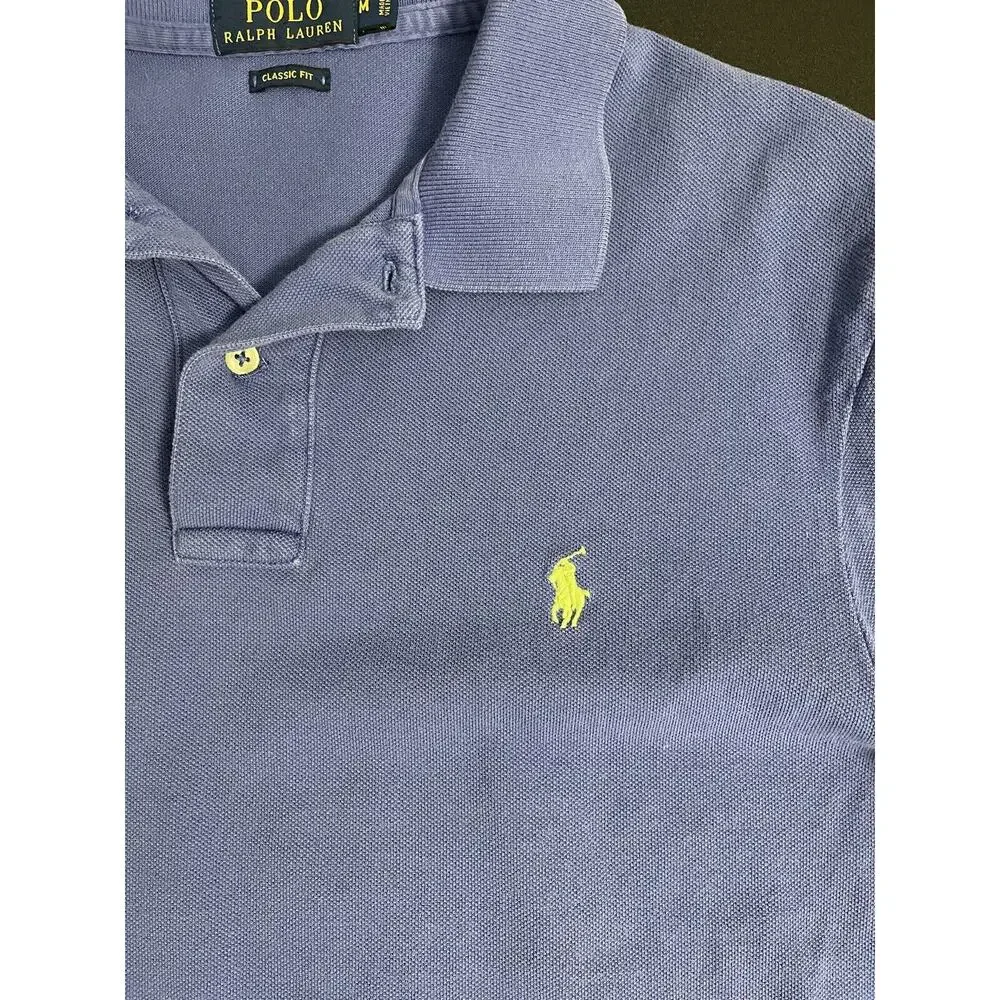 Polo Ralph Lauren Medium Adult Polo Shirt Blue Short Sleeve Casual Preppy Mens - Picture 3 of 9